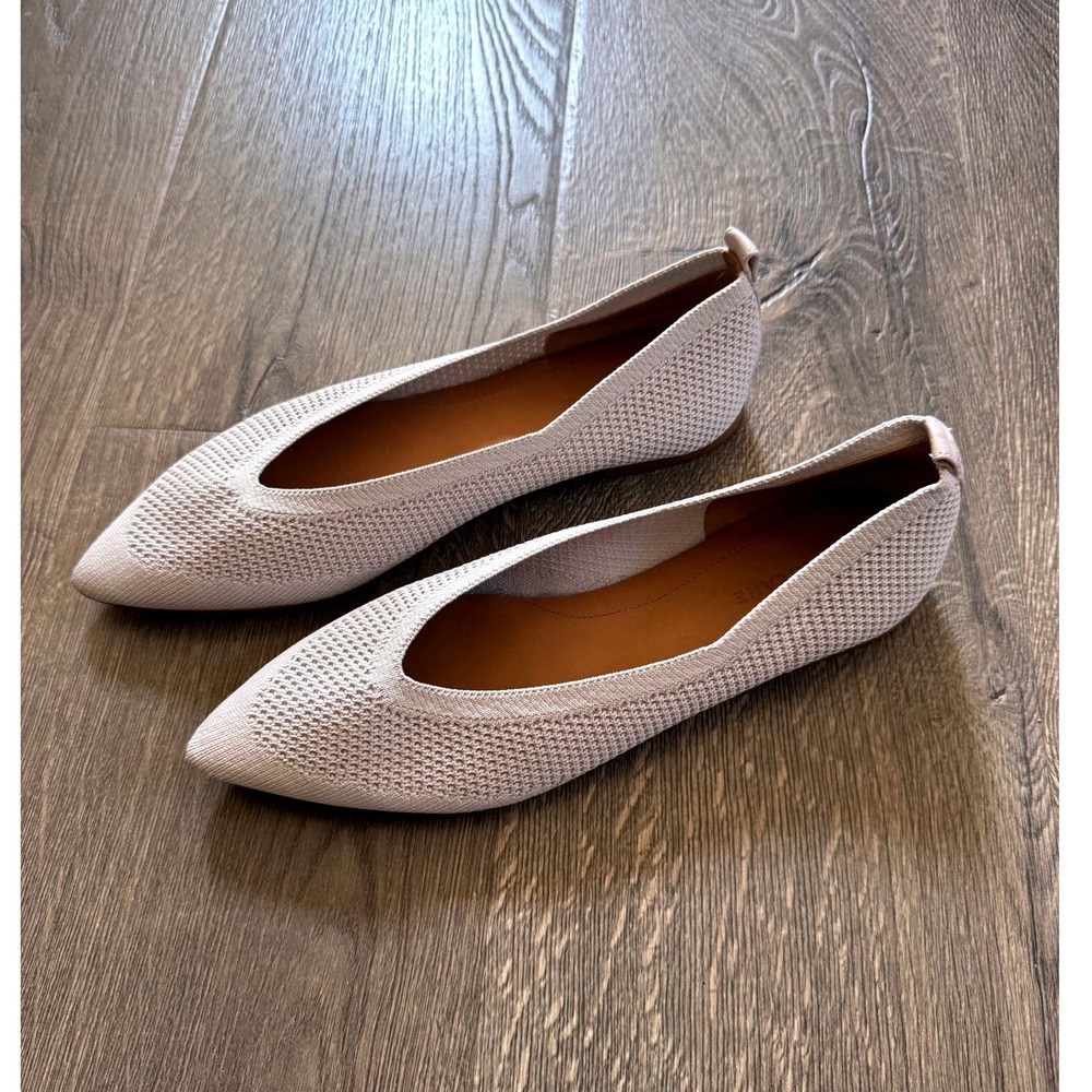Everlane Day Glove ReKnit Flat 8.5 Stone White Knit Pointed Toe Shoe Excellent